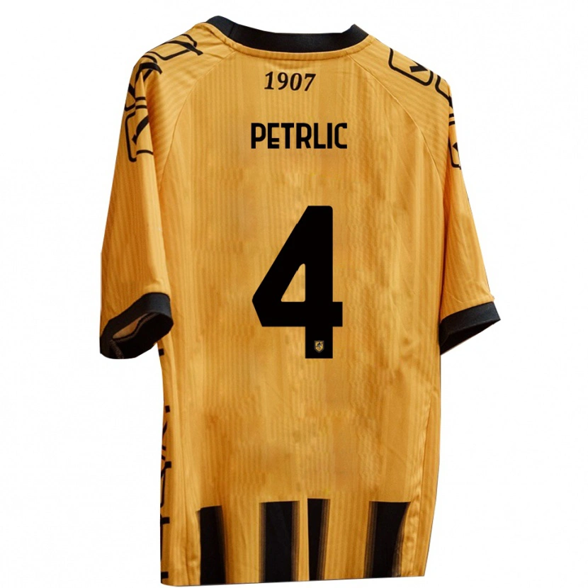 Danxen Bambino Maglia Vincenzo Petrlic #4 Giallo Nero Kit Gara Home 2025/26 Maglietta