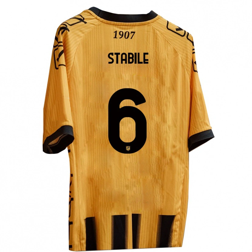 Danxen Bambino Maglia Giacomo Stabile #6 Giallo Nero Kit Gara Home 2025/26 Maglietta