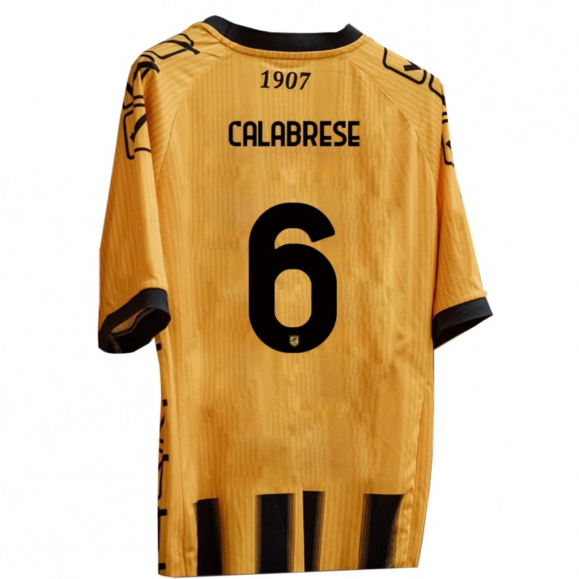 Danxen Bambino Maglia Daniele Calabrese #6 Giallo Nero Kit Gara Home 2025/26 Maglietta