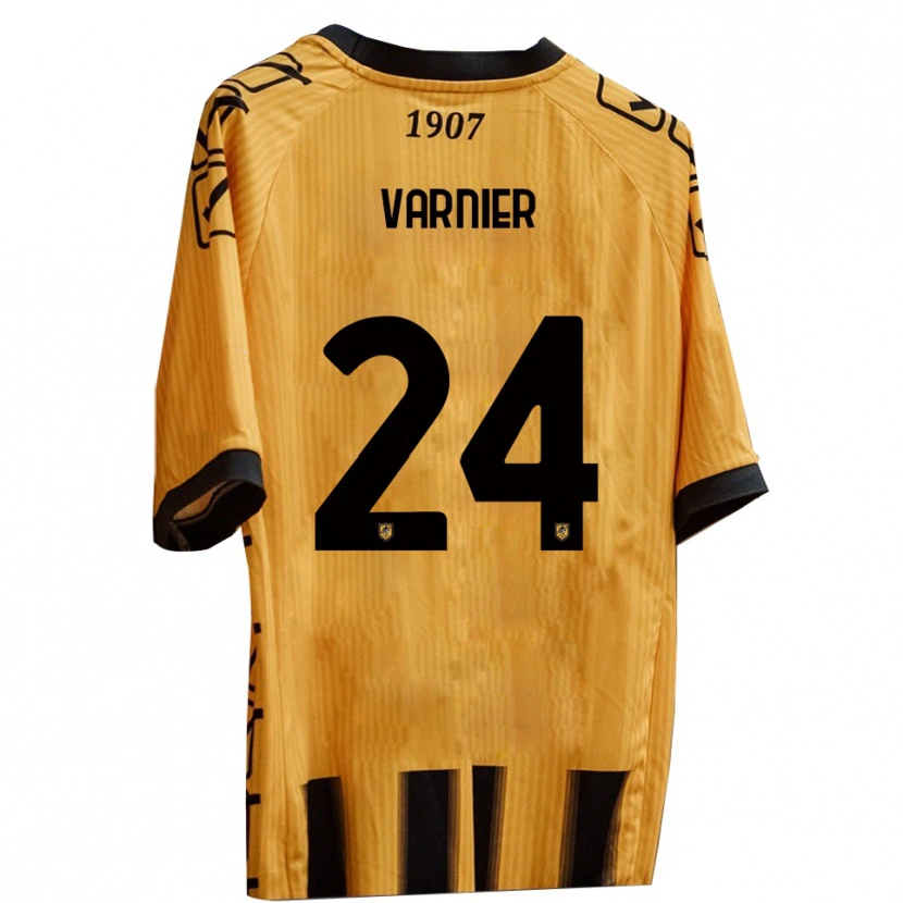 Danxen Bambino Maglia Marco Varnier #24 Giallo Nero Kit Gara Home 2025/26 Maglietta