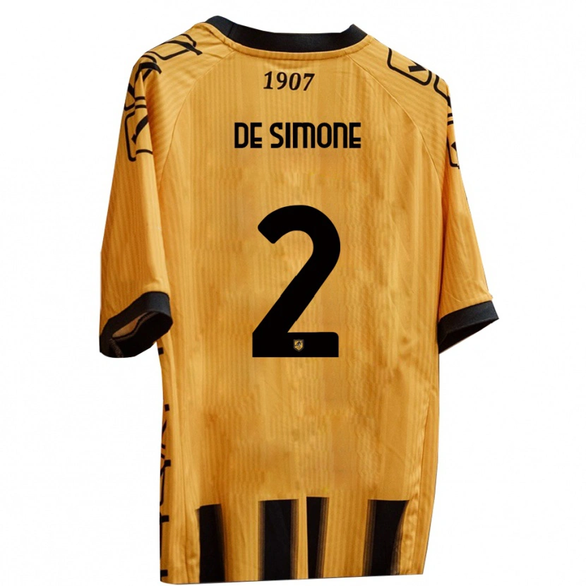 Danxen Bambino Maglia Marco De Simone #2 Giallo Nero Kit Gara Home 2025/26 Maglietta
