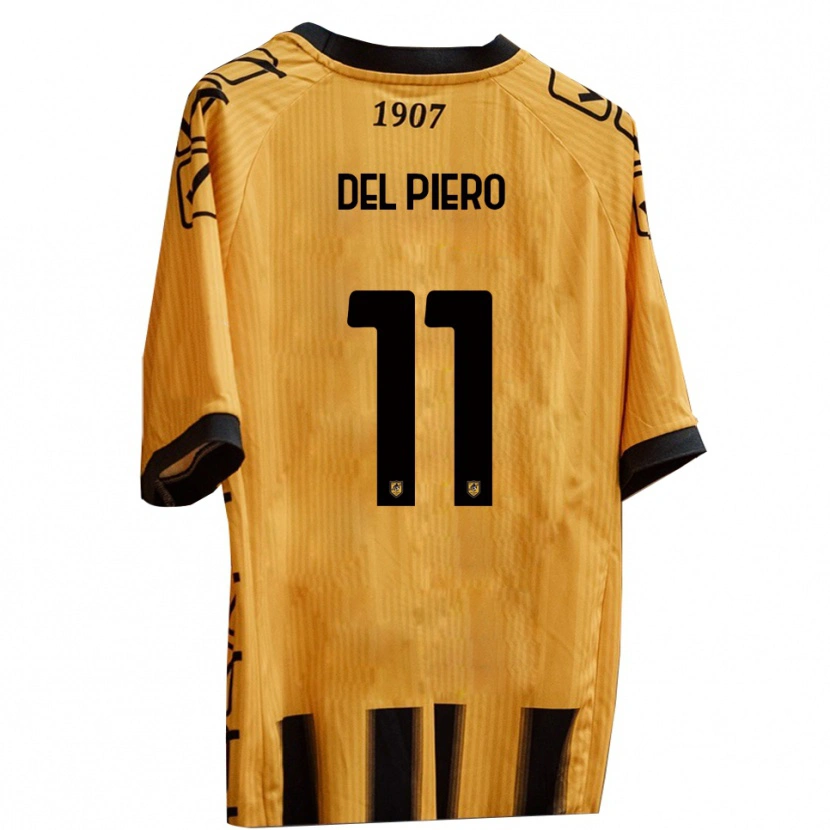 Danxen Bambino Maglia Lorenzo Del Piero #11 Giallo Nero Kit Gara Home 2025/26 Maglietta