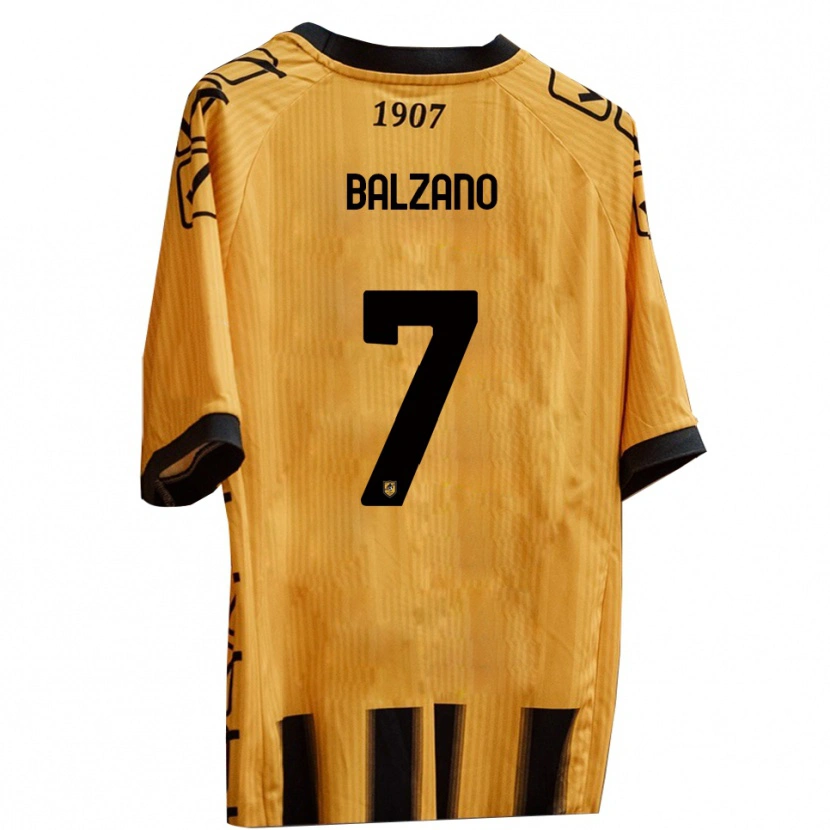 Danxen Bambino Maglia Francesco Balzano #7 Giallo Nero Kit Gara Home 2025/26 Maglietta