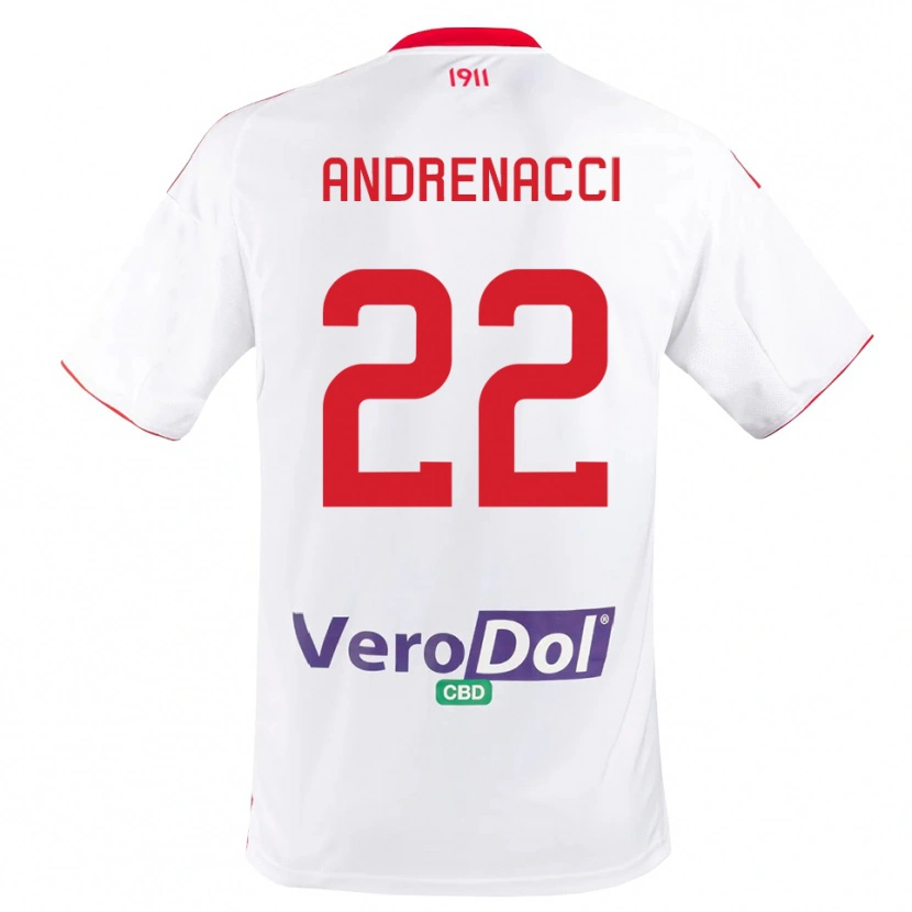 Danxen Bambino Maglia Lorenzo Andrenacci #22 Bianco Rosso Kit Gara Home 2025/26 Maglietta