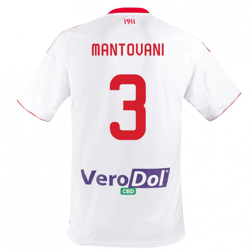 Danxen Bambino Maglia Valerio Mantovani #3 Bianco Rosso Kit Gara Home 2025/26 Maglietta