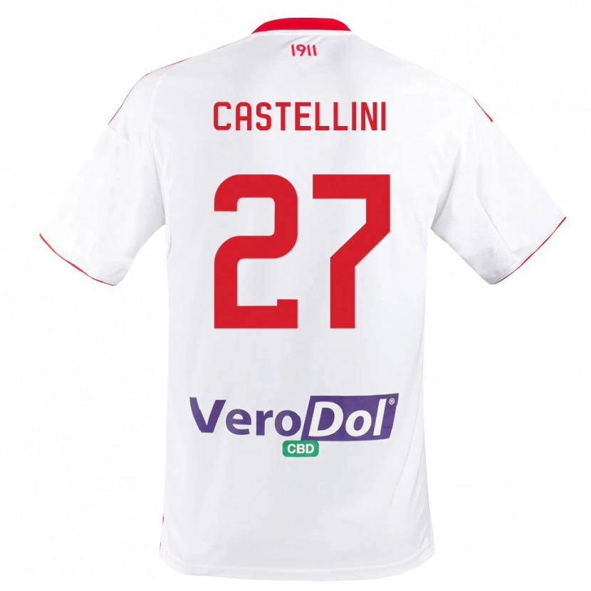 Danxen Bambino Maglia Alessio Castellini #27 Bianco Rosso Kit Gara Home 2025/26 Maglietta