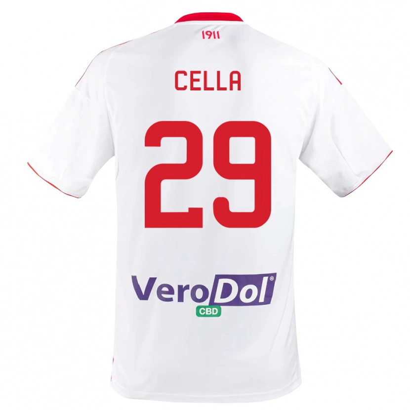 Danxen Bambino Maglia Stefano Cella #29 Bianco Rosso Kit Gara Home 2025/26 Maglietta