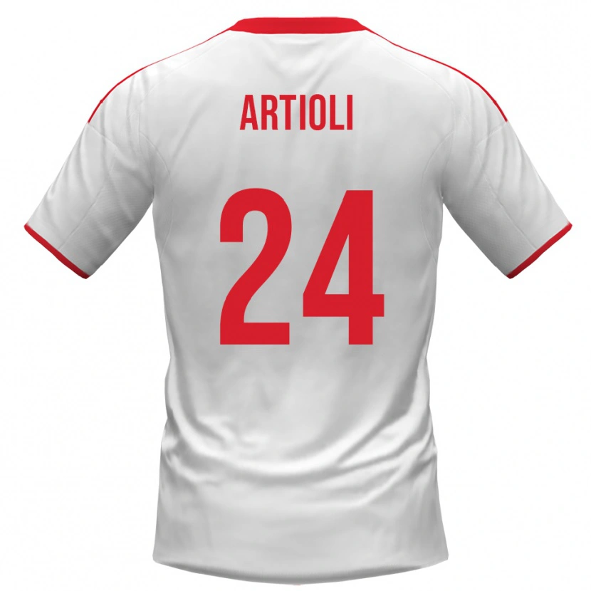 Danxen Bambino Maglia Federico Artioli #24 Bianco Rosso Kit Gara Home 2025/26 Maglietta