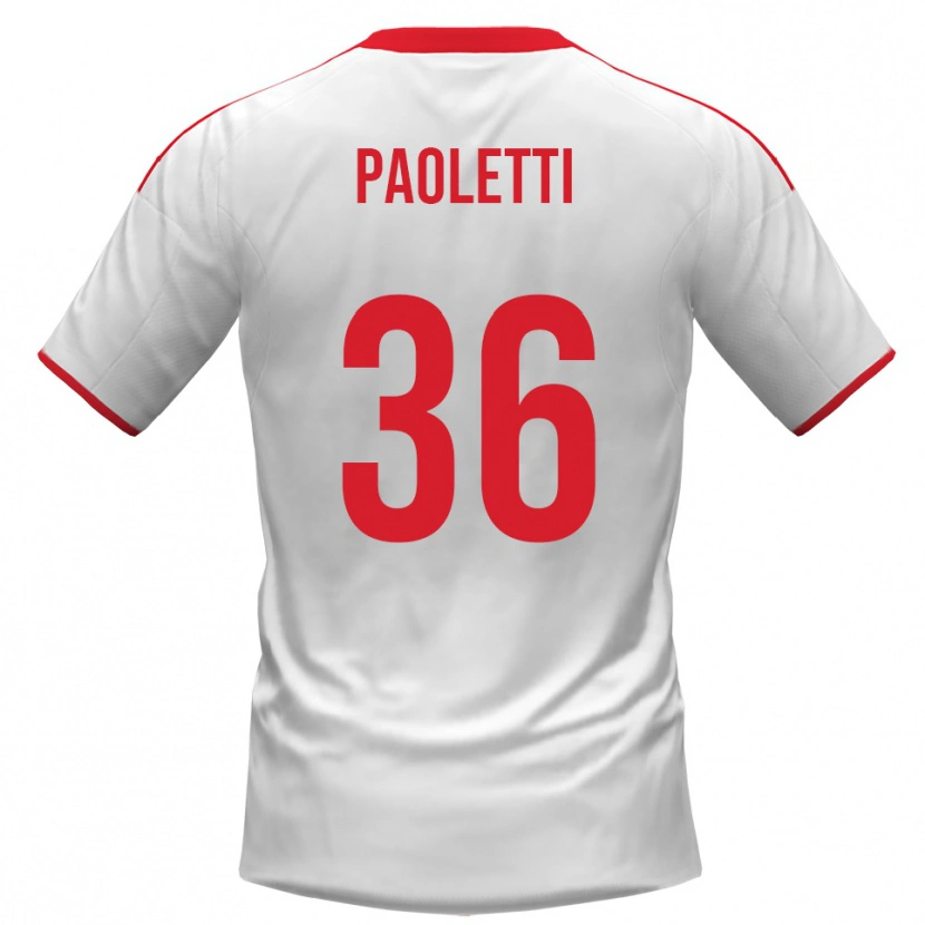 Danxen Bambino Maglia Flavio Paoletti #36 Bianco Rosso Kit Gara Home 2025/26 Maglietta