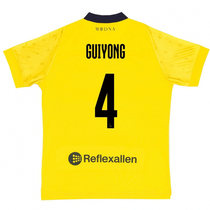 Danxen Bambino Maglia Franck Guiyong #4 Giallo Navy Kit Gara Home 2025/26 Maglietta