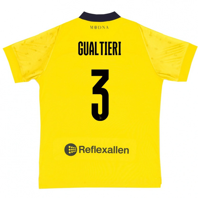 Danxen Bambino Maglia Stefano Gualtieri #3 Giallo Navy Kit Gara Home 2025/26 Maglietta