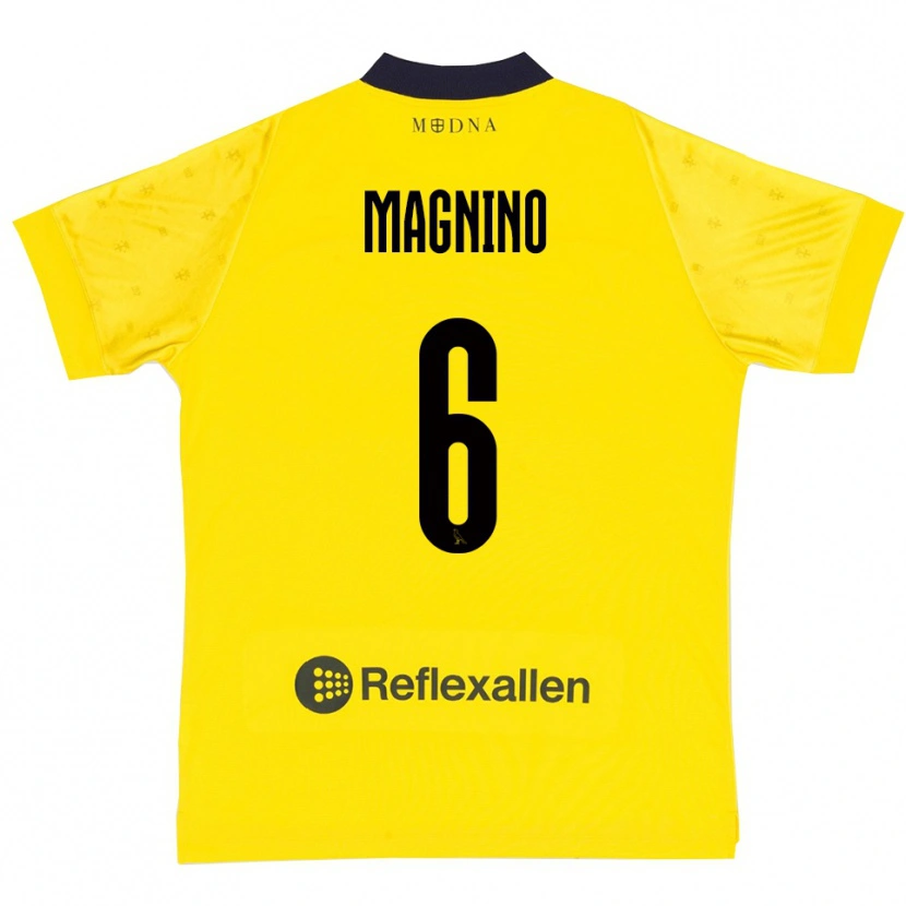 Danxen Bambino Maglia Luca Magnino #6 Giallo Navy Kit Gara Home 2025/26 Maglietta