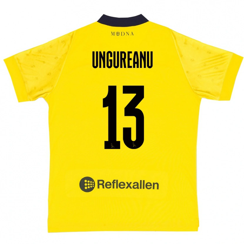 Danxen Bambino Maglia Eduard Ungureanu #13 Giallo Navy Kit Gara Home 2025/26 Maglietta