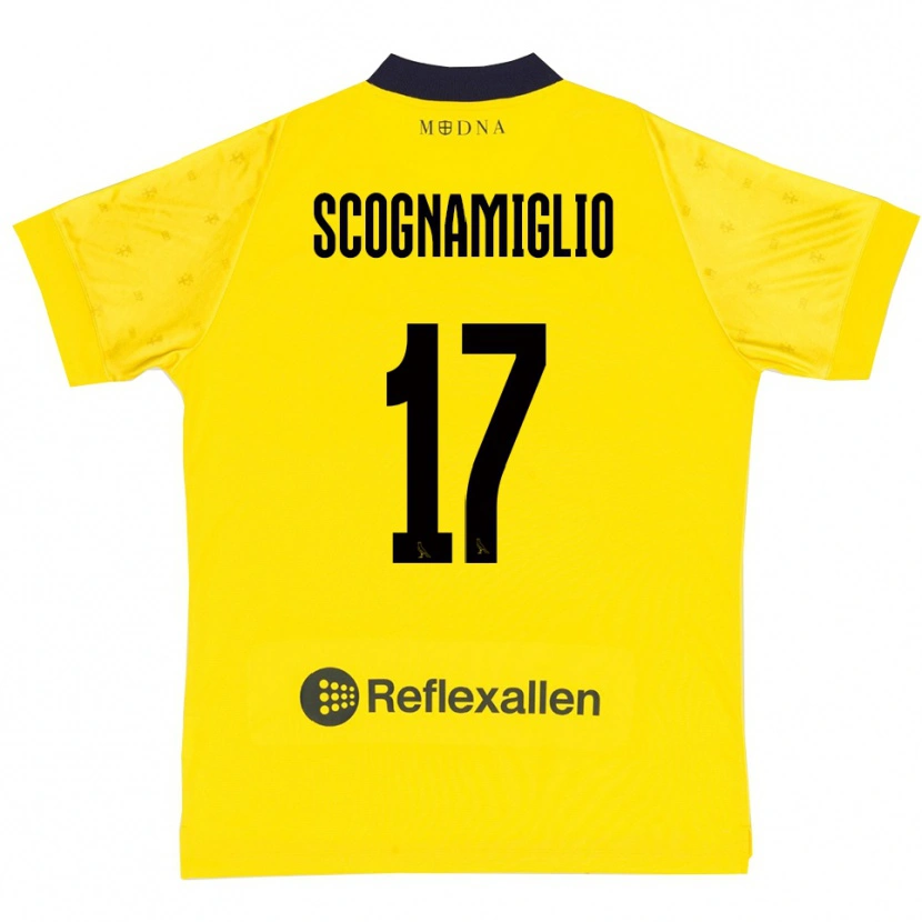 Danxen Bambino Maglia Giuseppe Scognamiglio #17 Giallo Navy Kit Gara Home 2025/26 Maglietta