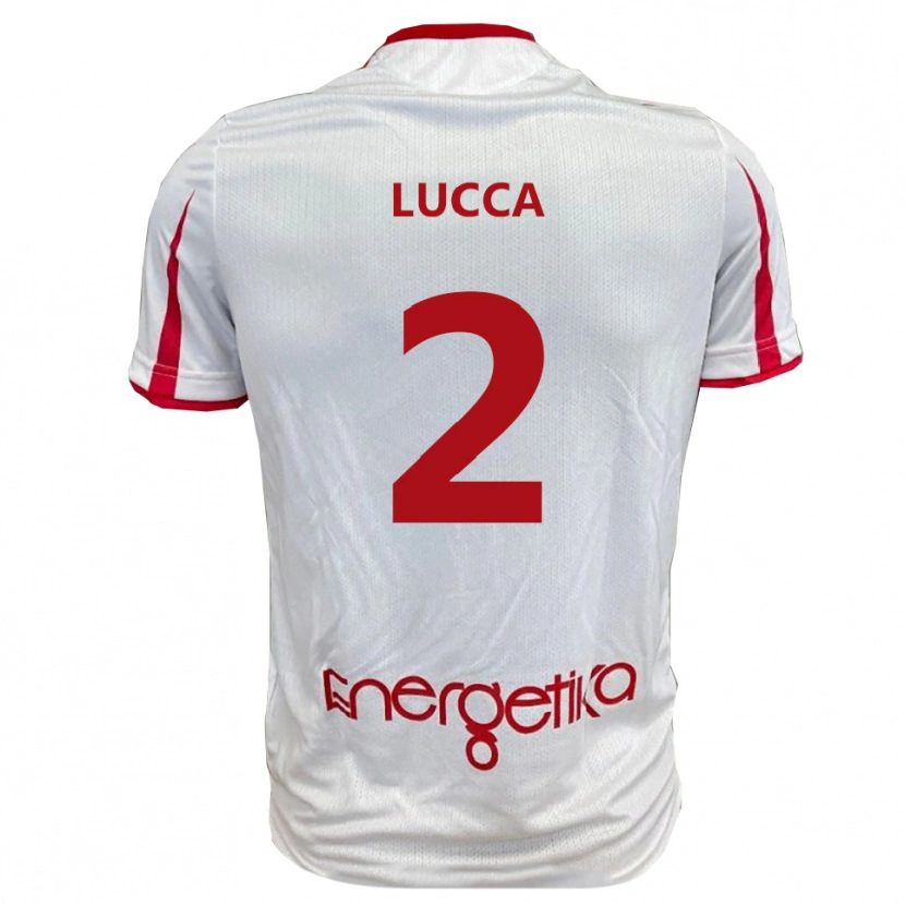 Danxen Bambino Maglia Gabriele Lucca #2 Bianco Rosso Kit Gara Home 2025/26 Maglietta
