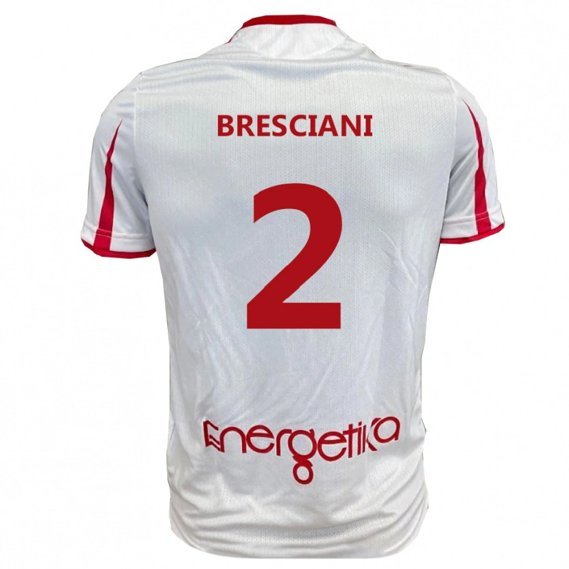 Danxen Bambino Maglia Nicola Bresciani #2 Bianco Rosso Kit Gara Home 2025/26 Maglietta