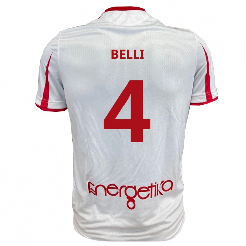 Danxen Bambino Maglia Francesco Belli #4 Bianco Rosso Kit Gara Home 2025/26 Maglietta