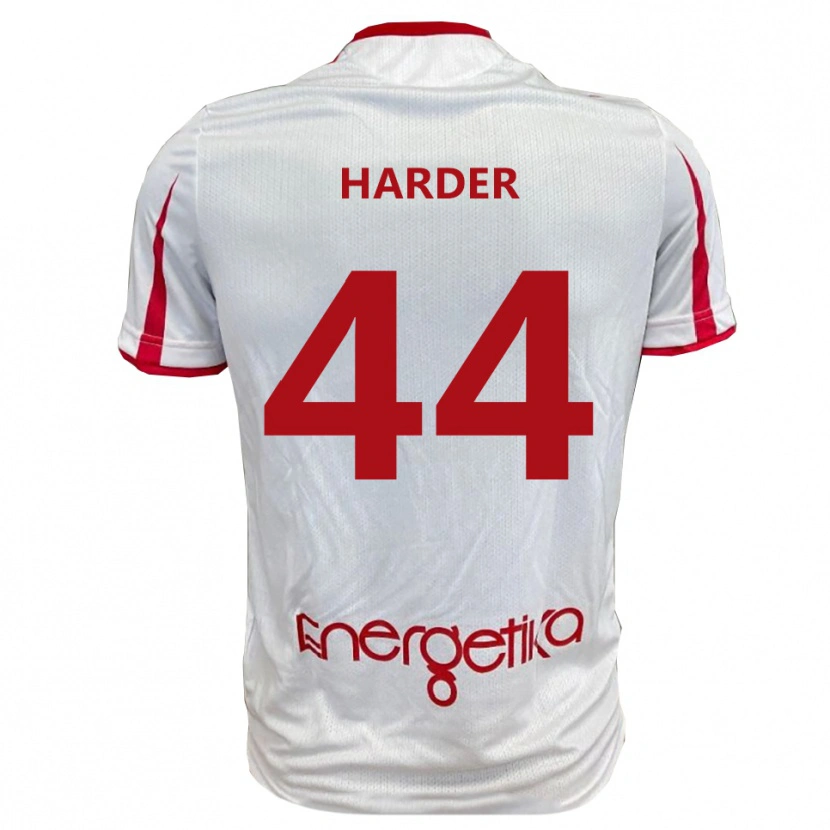 Danxen Bambino Maglia Jonas Harder #44 Bianco Rosso Kit Gara Home 2025/26 Maglietta
