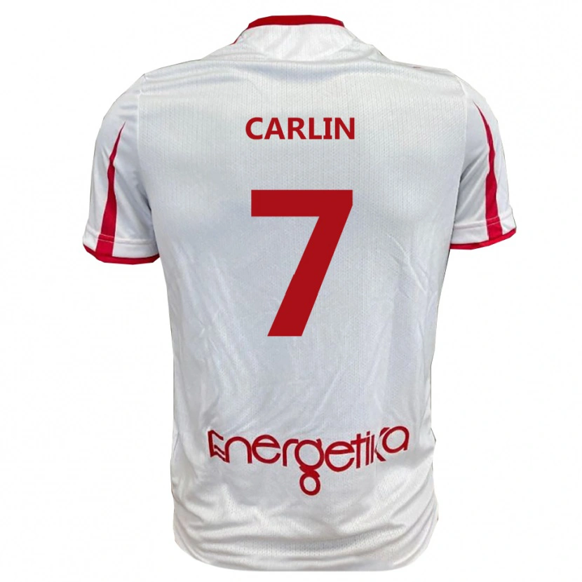 Danxen Bambino Maglia Pietro Carlin #7 Bianco Rosso Kit Gara Home 2025/26 Maglietta