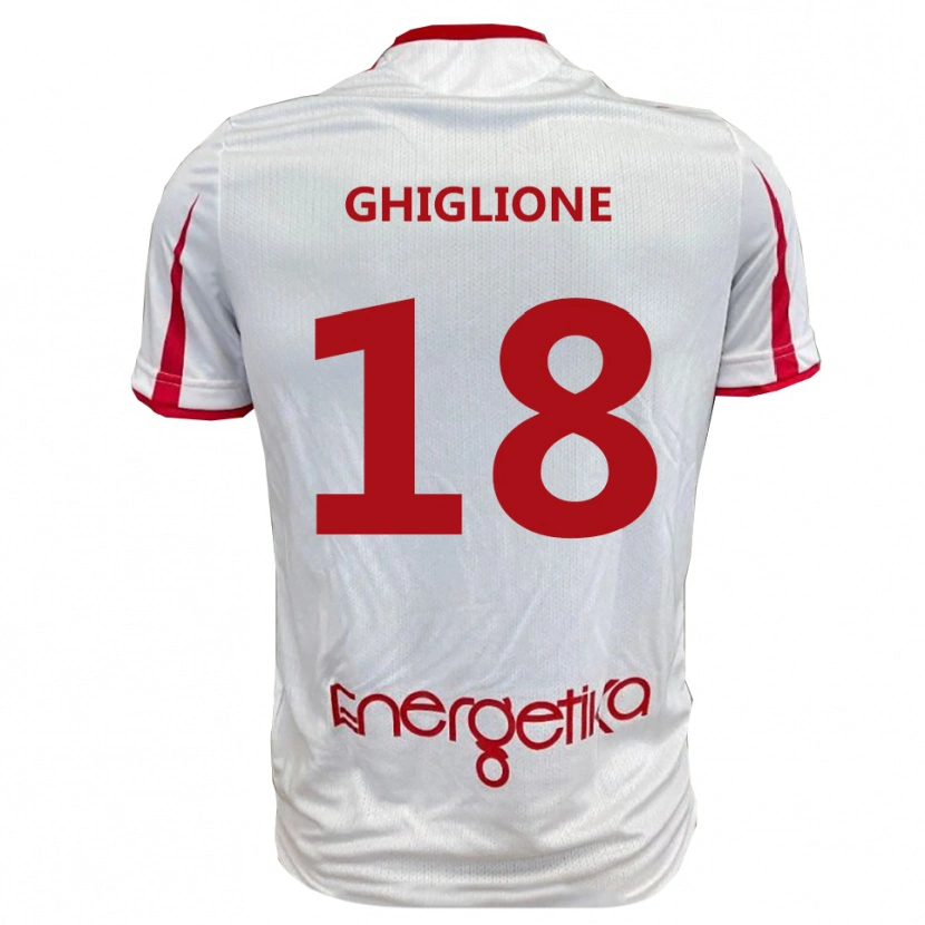 Danxen Bambino Maglia Paolo Ghiglione #18 Bianco Rosso Kit Gara Home 2025/26 Maglietta