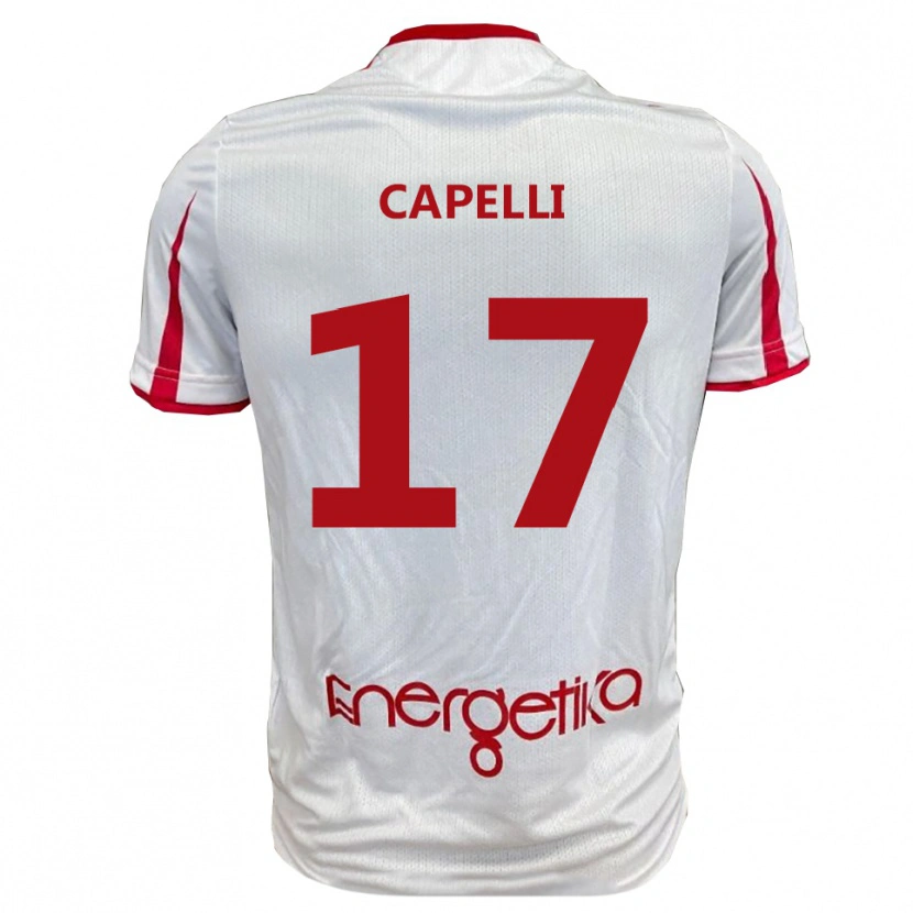 Danxen Bambino Maglia Alessandro Capelli #17 Bianco Rosso Kit Gara Home 2025/26 Maglietta