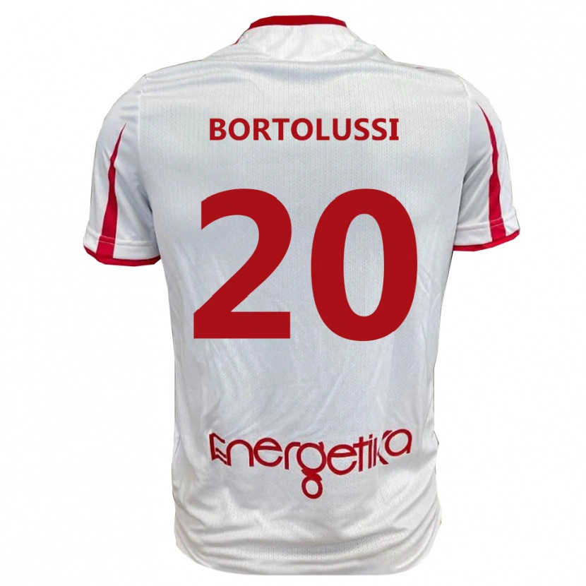 Danxen Bambino Maglia Mattia Bortolussi #20 Bianco Rosso Kit Gara Home 2025/26 Maglietta