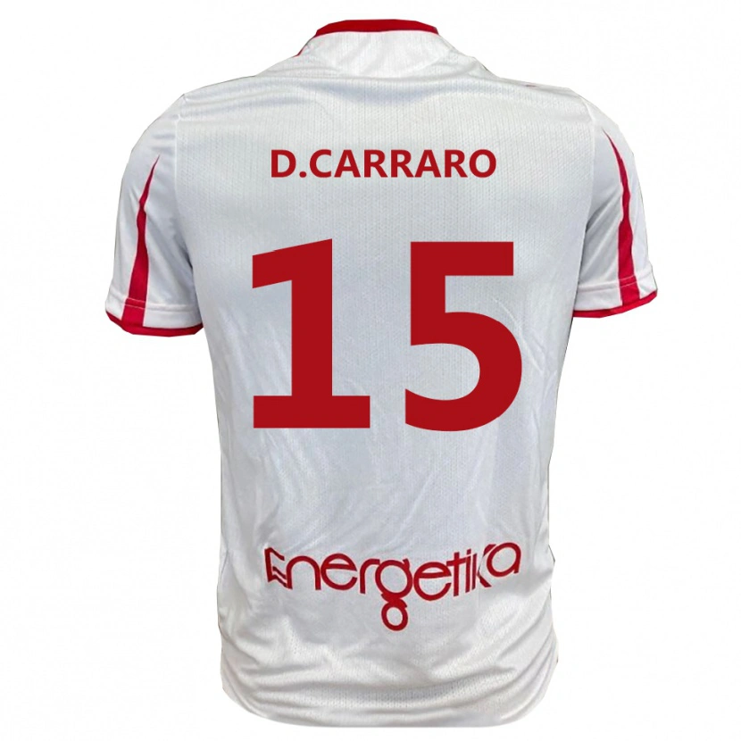 Danxen Bambino Maglia Davide Carraro #15 Bianco Rosso Kit Gara Home 2025/26 Maglietta