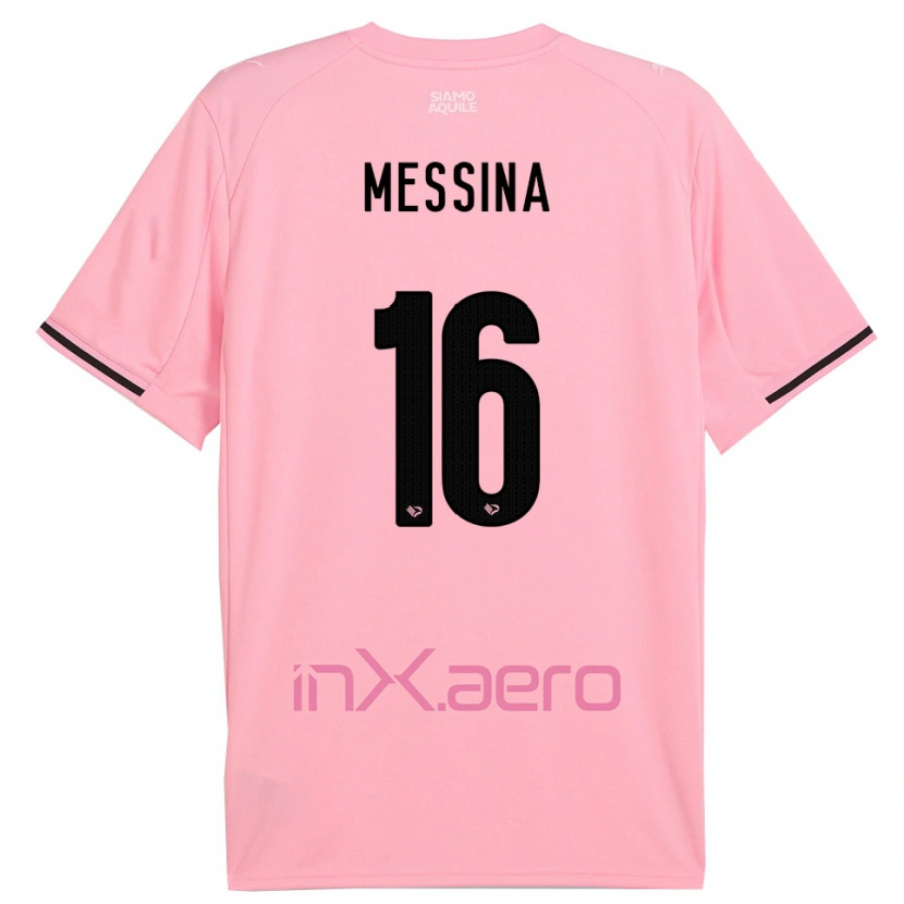 Danxen Bambino Maglia Pietro Messina #16 Rosa Nero Kit Gara Home 2025/26 Maglietta