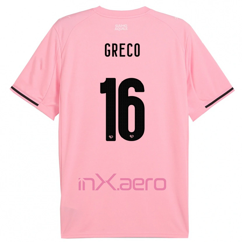 Danxen Bambino Maglia Riccardo Greco #16 Rosa Nero Kit Gara Home 2025/26 Maglietta