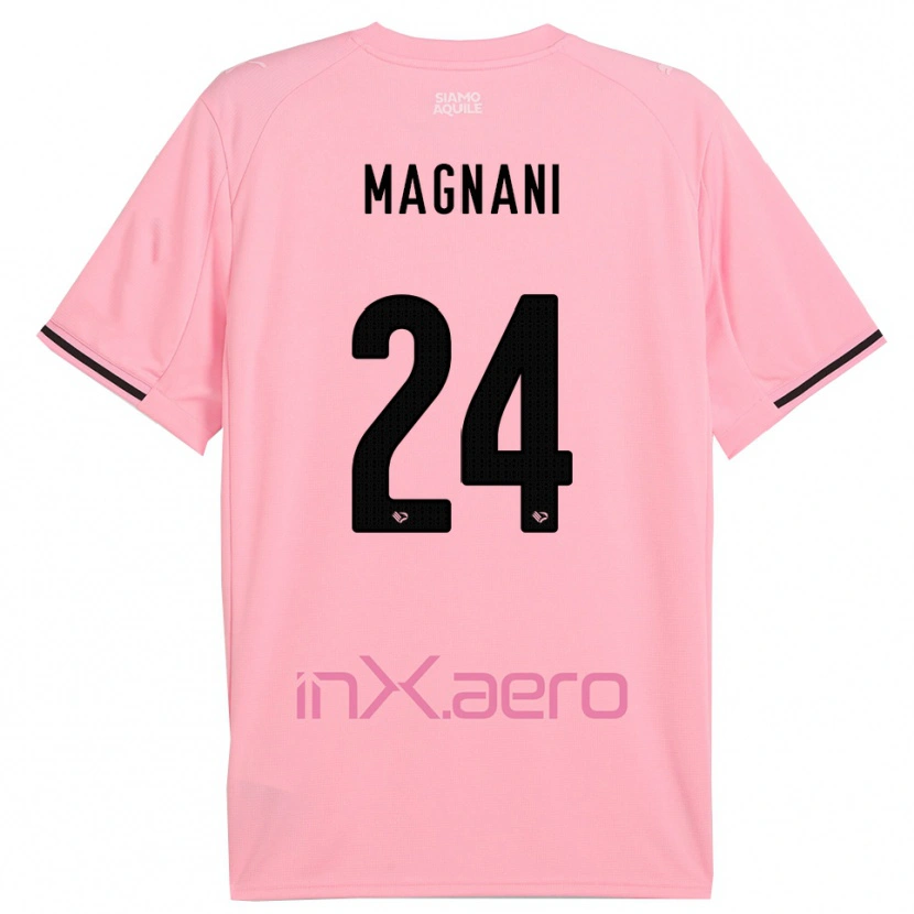 Danxen Bambino Maglia Giangiacomo Magnani #24 Rosa Nero Kit Gara Home 2025/26 Maglietta