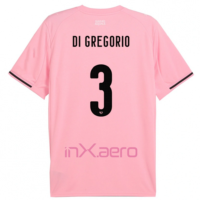 Danxen Bambino Maglia Angelo Di Gregorio #3 Rosa Nero Kit Gara Home 2025/26 Maglietta