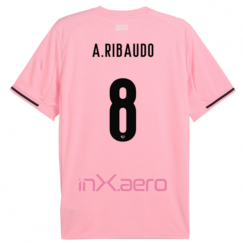 Danxen Bambino Maglia Alessandro Ribaudo #8 Rosa Nero Kit Gara Home 2025/26 Maglietta