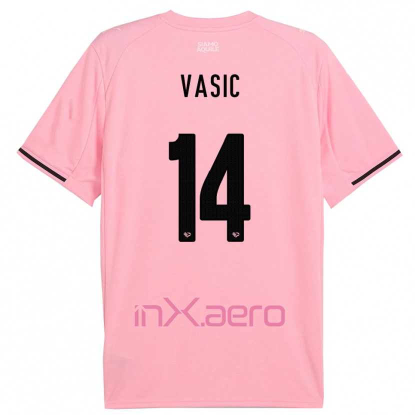 Danxen Bambino Maglia Aljosa Vasic #14 Rosa Nero Kit Gara Home 2025/26 Maglietta