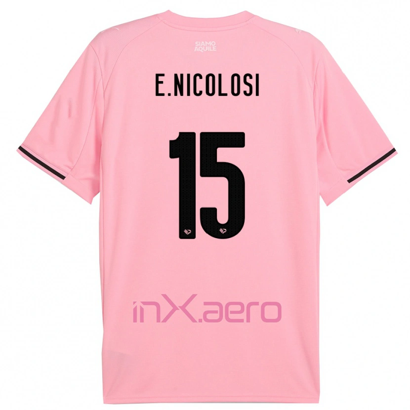 Danxen Bambino Maglia Ettore Nicolosi #15 Rosa Nero Kit Gara Home 2025/26 Maglietta