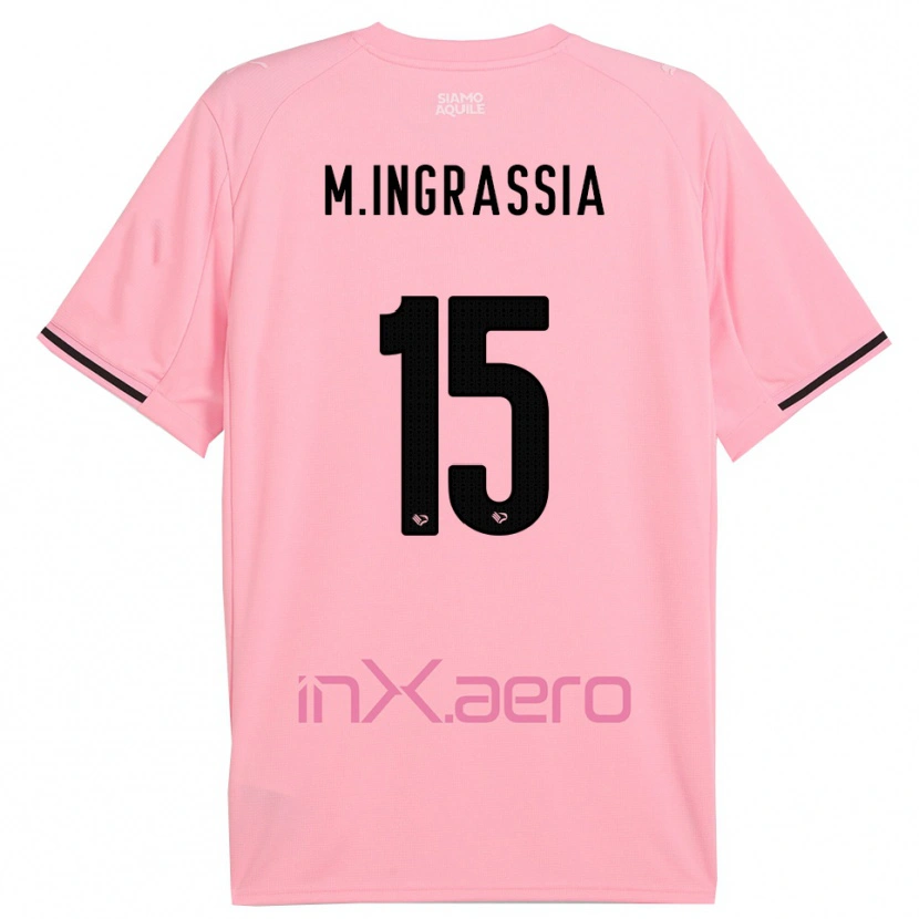 Danxen Bambino Maglia Manuel Ingrassia #15 Rosa Nero Kit Gara Home 2025/26 Maglietta