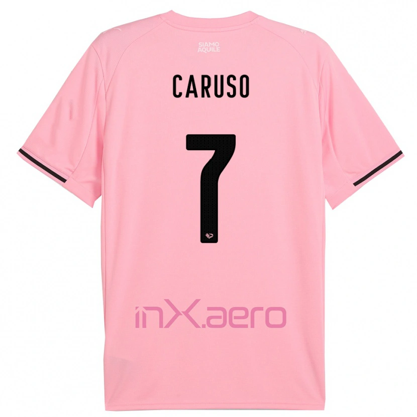 Danxen Bambino Maglia Edoardo Caruso #7 Rosa Nero Kit Gara Home 2025/26 Maglietta