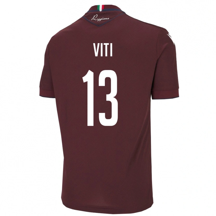 Danxen Bambino Maglia Jacopo Viti #13 Borgogna Bianco Kit Gara Home 2025/26 Maglietta
