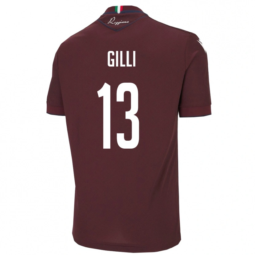 Danxen Bambino Maglia Alberto Gilli #13 Borgogna Bianco Kit Gara Home 2025/26 Maglietta