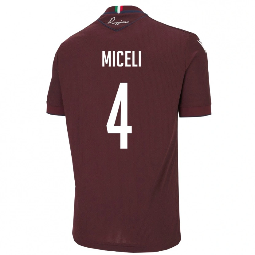 Danxen Bambino Maglia Leonardo Miceli #4 Borgogna Bianco Kit Gara Home 2025/26 Maglietta