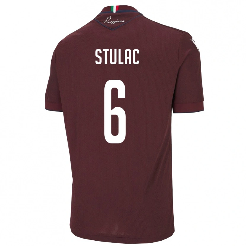 Danxen Bambino Maglia Leo Stulac #6 Borgogna Bianco Kit Gara Home 2025/26 Maglietta