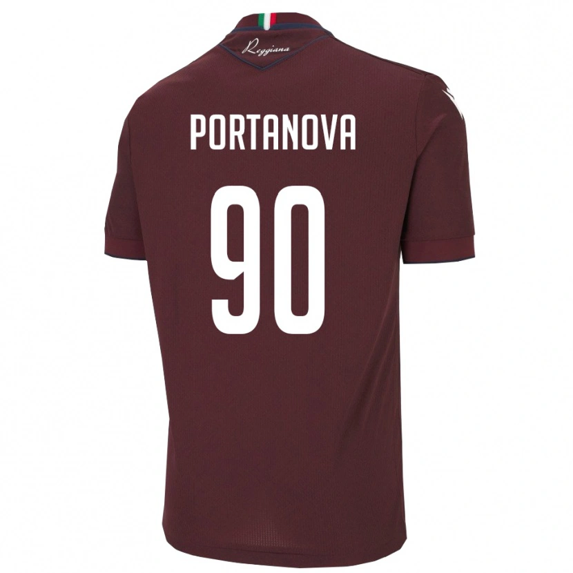 Danxen Bambino Maglia Manolo Portanova #90 Borgogna Bianco Kit Gara Home 2025/26 Maglietta