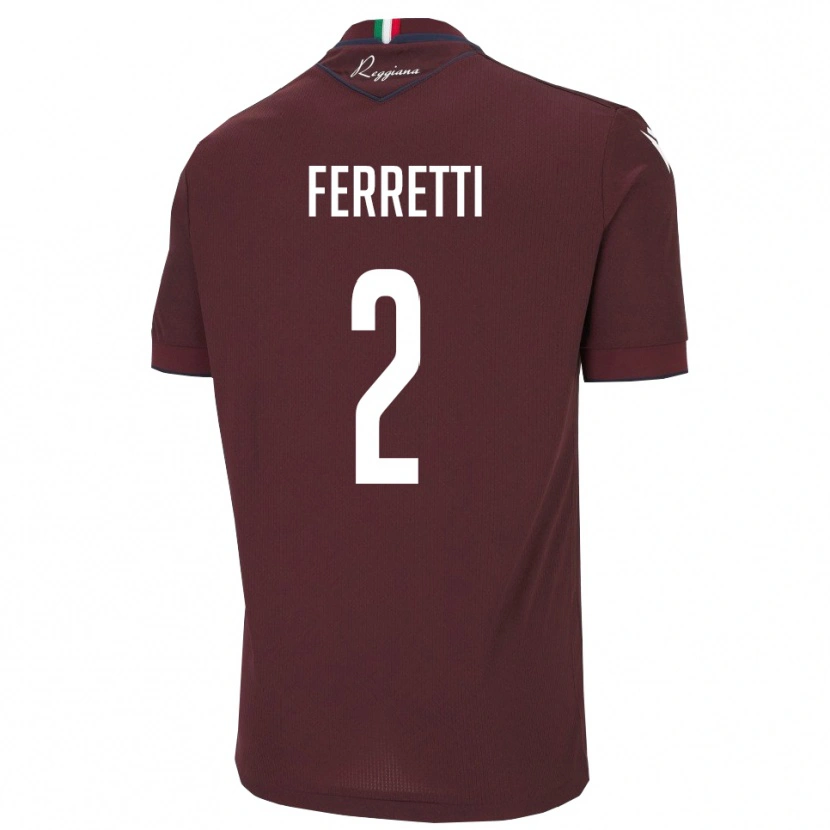 Danxen Bambino Maglia Nicolò Ferretti #2 Borgogna Bianco Kit Gara Home 2025/26 Maglietta