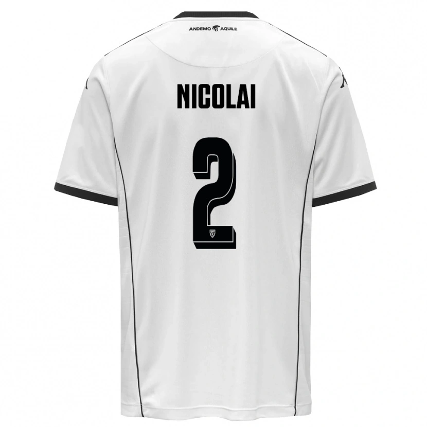 Danxen Bambino Maglia Gabriele Nicolai #2 Bianco Nero Kit Gara Home 2025/26 Maglietta