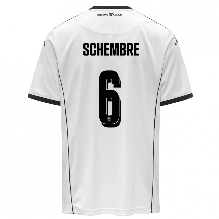 Danxen Bambino Maglia Emanuele Schembre #6 Bianco Nero Kit Gara Home 2025/26 Maglietta