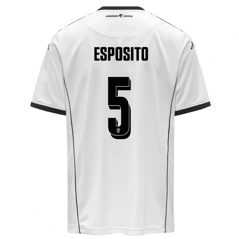 Danxen Bambino Maglia Salvatore Esposito #5 Bianco Nero Kit Gara Home 2025/26 Maglietta