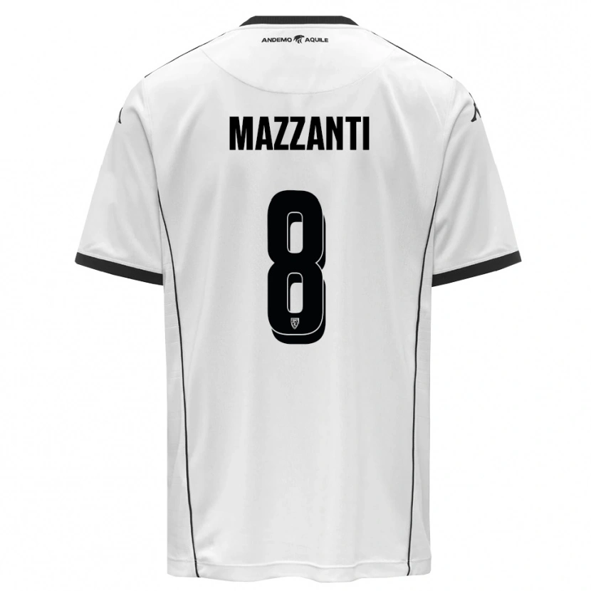 Danxen Bambino Maglia Tommaso Mazzanti #8 Bianco Nero Kit Gara Home 2025/26 Maglietta