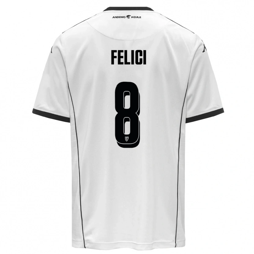 Danxen Bambino Maglia Giuseppe Felici #8 Bianco Nero Kit Gara Home 2025/26 Maglietta