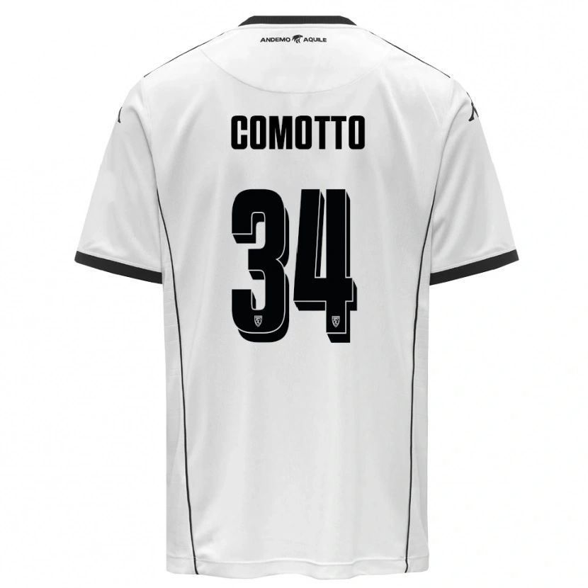 Danxen Bambino Maglia Christian Comotto #34 Bianco Nero Kit Gara Home 2025/26 Maglietta