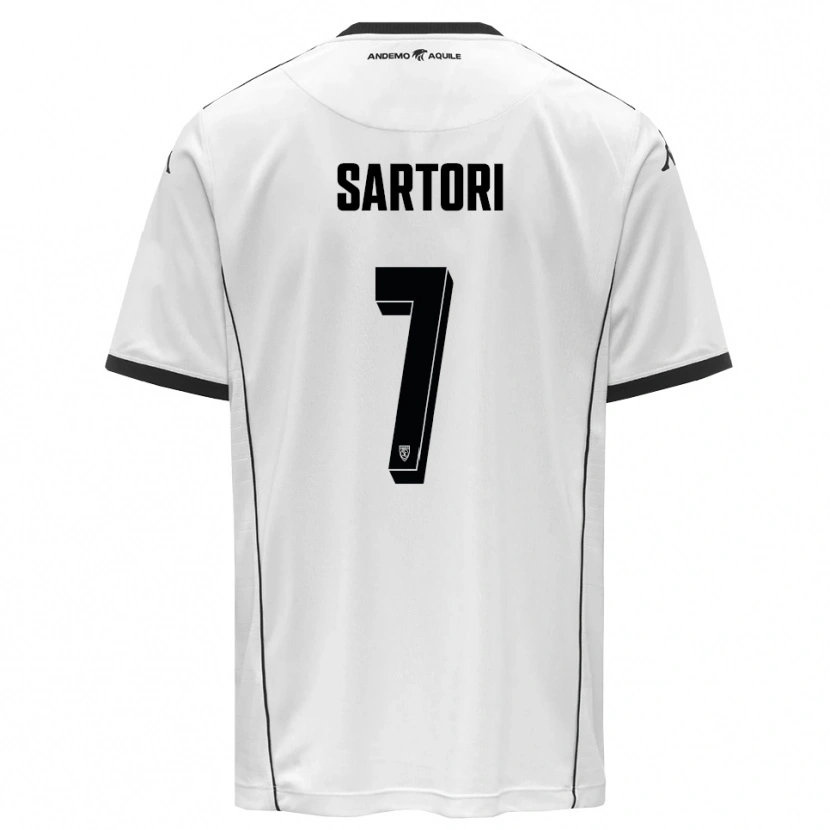 Danxen Bambino Maglia Giovanni Sartori #7 Bianco Nero Kit Gara Home 2025/26 Maglietta