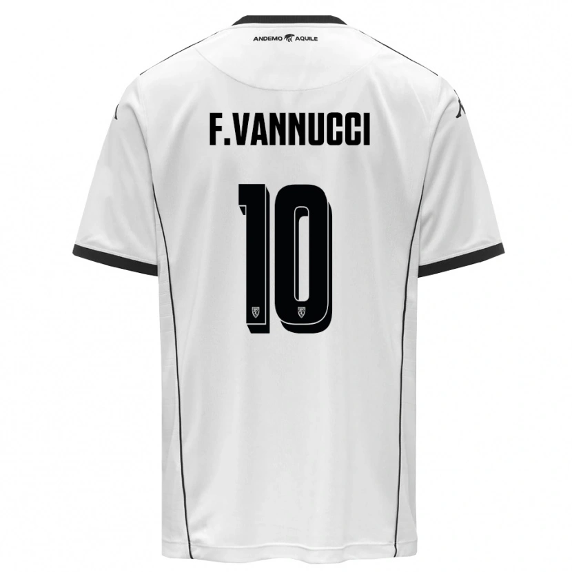 Danxen Bambino Maglia Federico Vannucci #10 Bianco Nero Kit Gara Home 2025/26 Maglietta